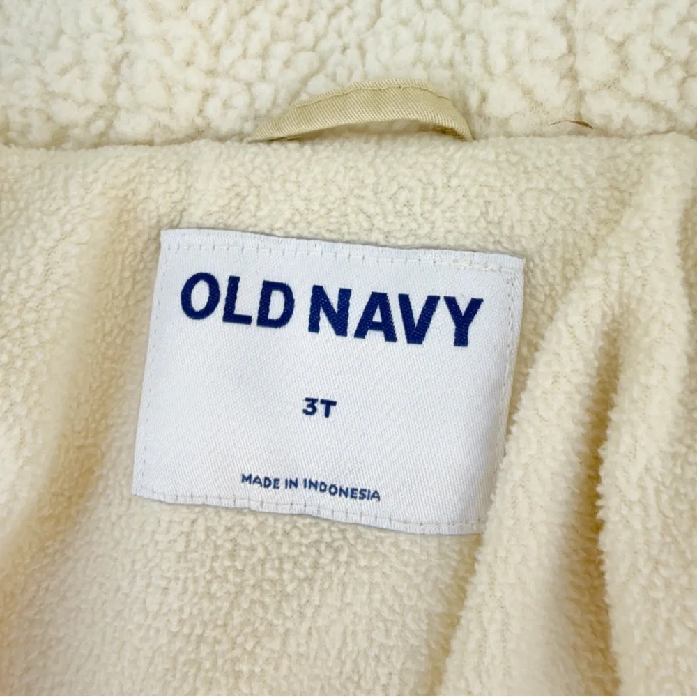 Old Navy‎ Toddler Quilted Hooded Jacket 3T Cream Fleece Lined